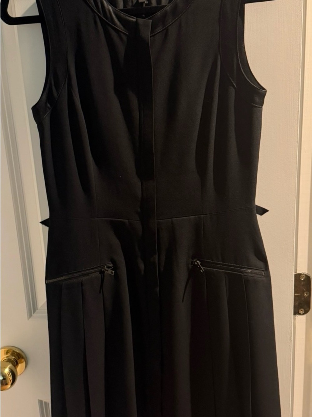 rag & bone Sleek Black Sleeveless Midi Dress with Zip Pockets